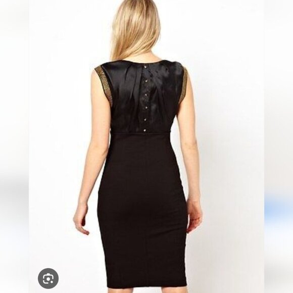 TED BAKER | Silk Dress Pencil Embellished Sleaves US Sz 2 - Picture 4 of 11